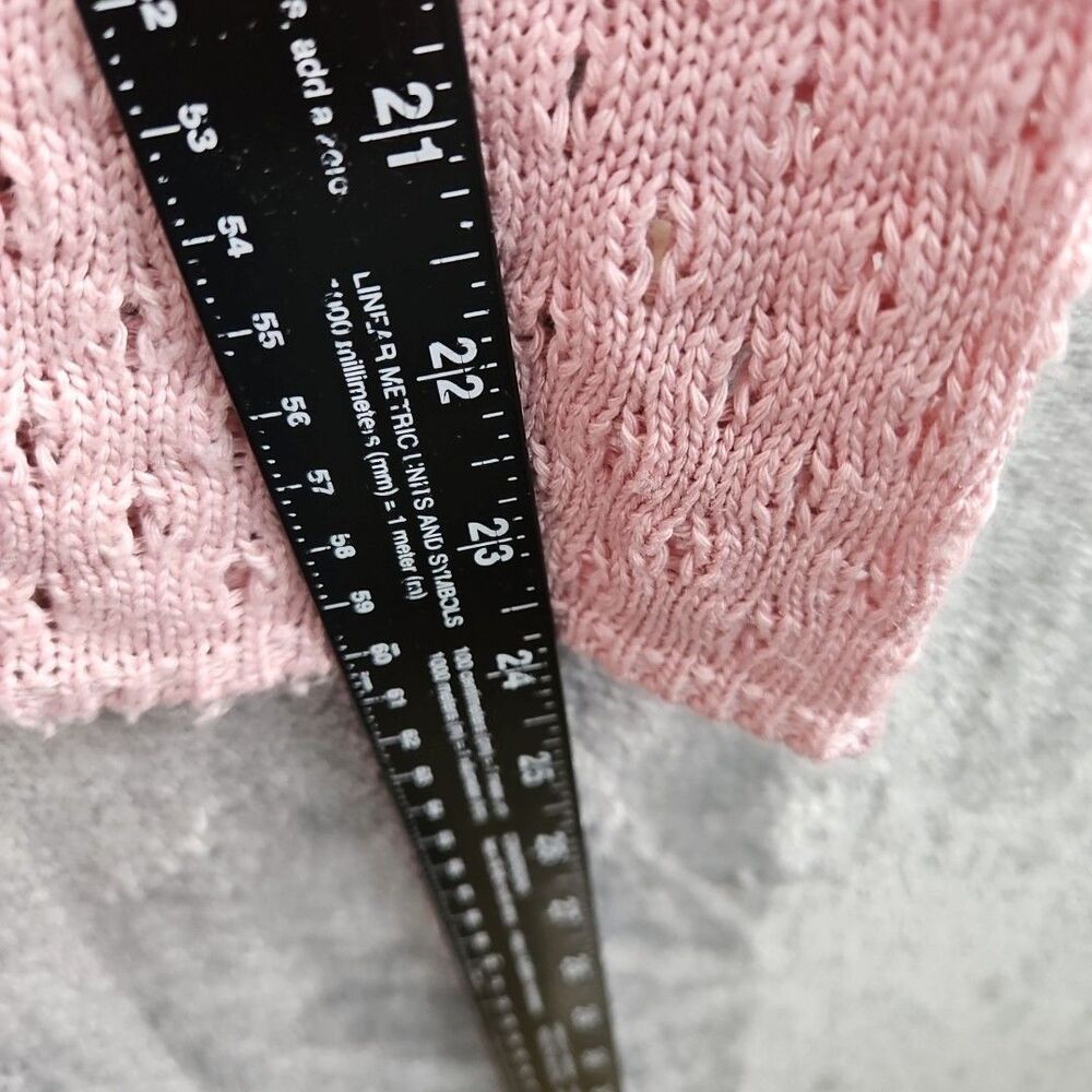 A Knitch above Vtg Women's Lg Pink Cardigan Duster open weave tunic - Picture 7 of 10